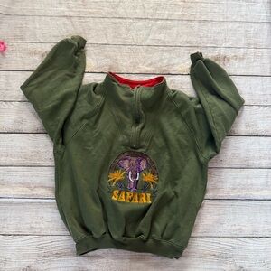 Harry Rosen olive green elephant safari quarter zip sweatshirt size large